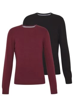 Pier One 2 Pack- Jersey De Punto - Black/Bordeaux