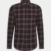 Pier One Camisa - Mottled Dark Grey / Bordeaux