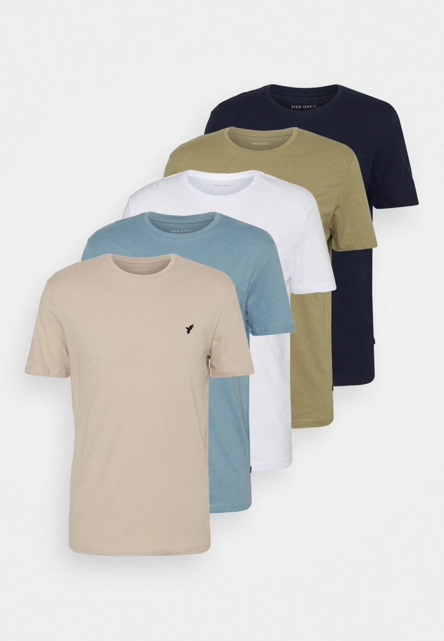 Pier One 5 Pack - Camiseta Básica - Beige/White/Light Blue 10 Pier One 5 Pack - Camiseta Básica - Beige/White/Light Blue - Imagen 8