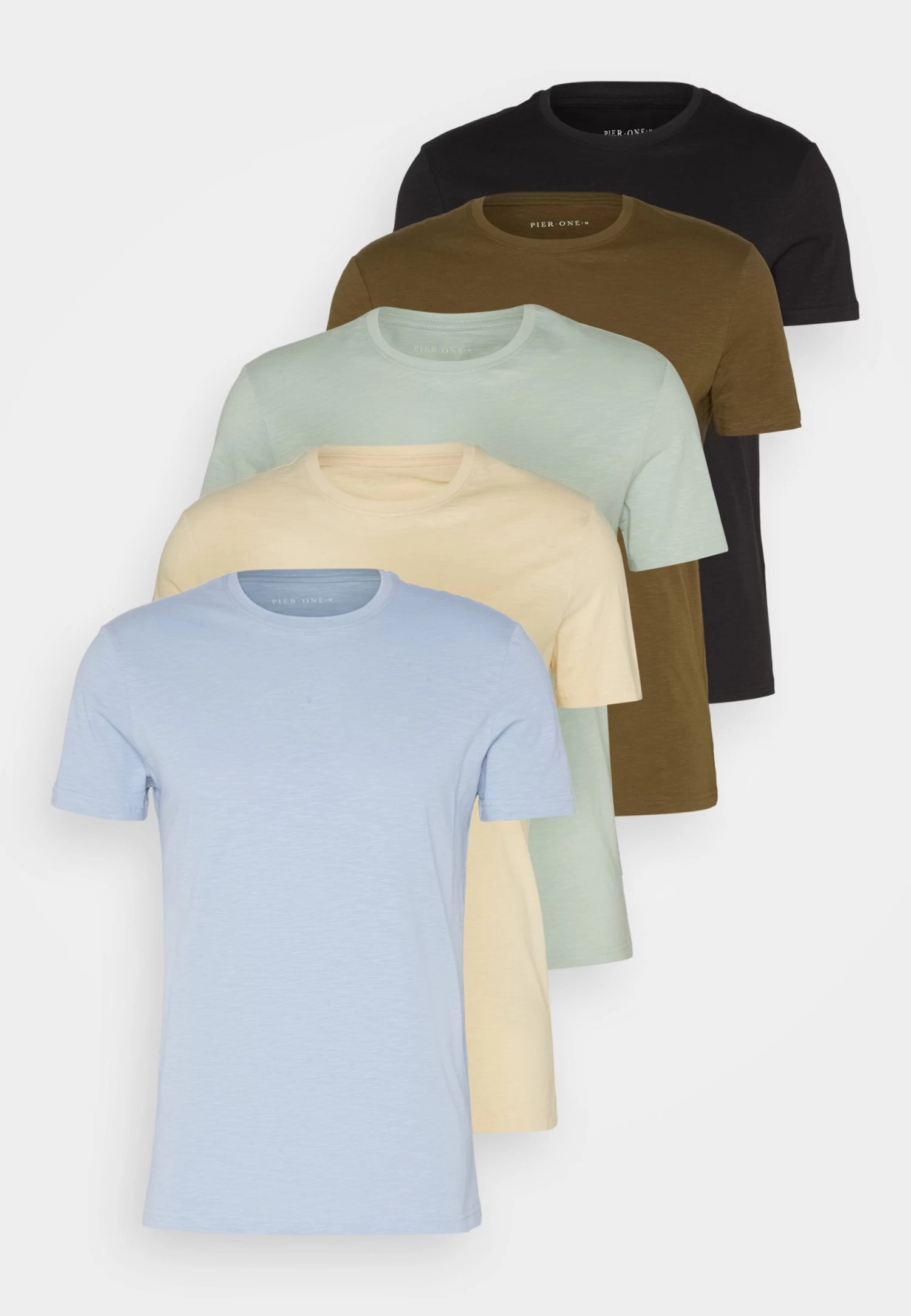 Pier One 5 Pack - Camiseta Básica - Black/Light Blue/Khaki/Mint/Beige 10 Pier One 5 Pack - Camiseta Básica - Black/Light Blue/Khaki/Mint/Beige - Imagen 8