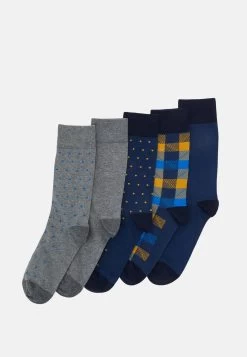 Pier One 5 Pack - Calcetines - Yellow/Dark Blue/Grey