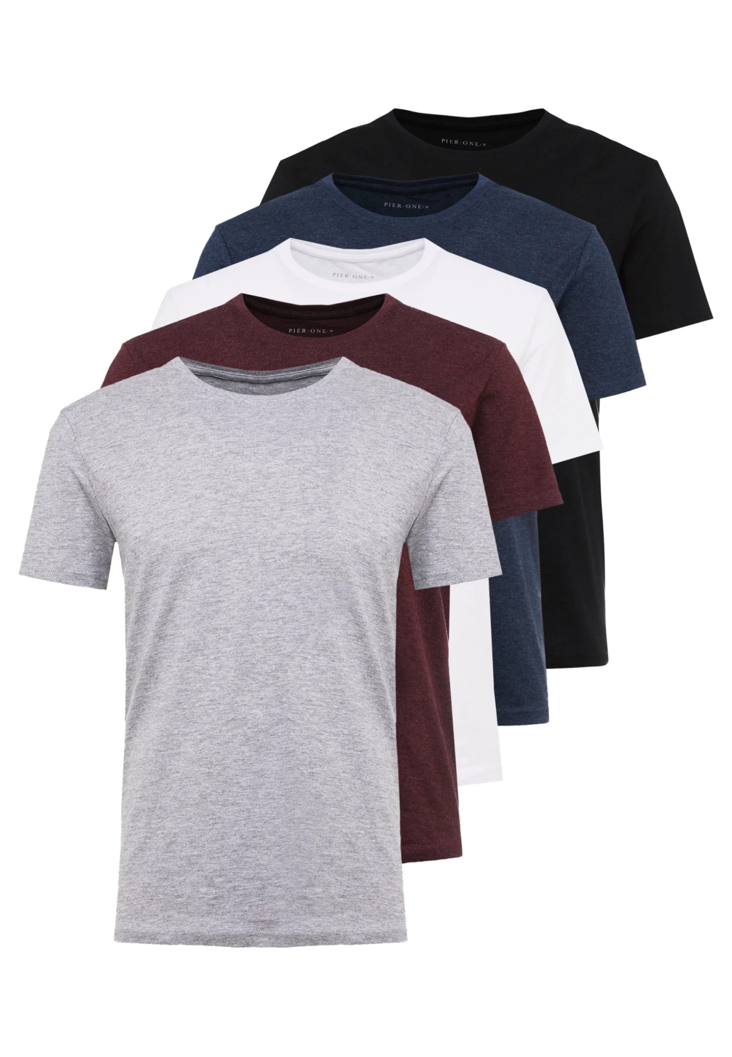 Pier One 5 Pack - Camiseta Básica - Mottled Bordeaux/White 8 Pier One 5 Pack - Camiseta Básica - Mottled Bordeaux/White - Imagen 6